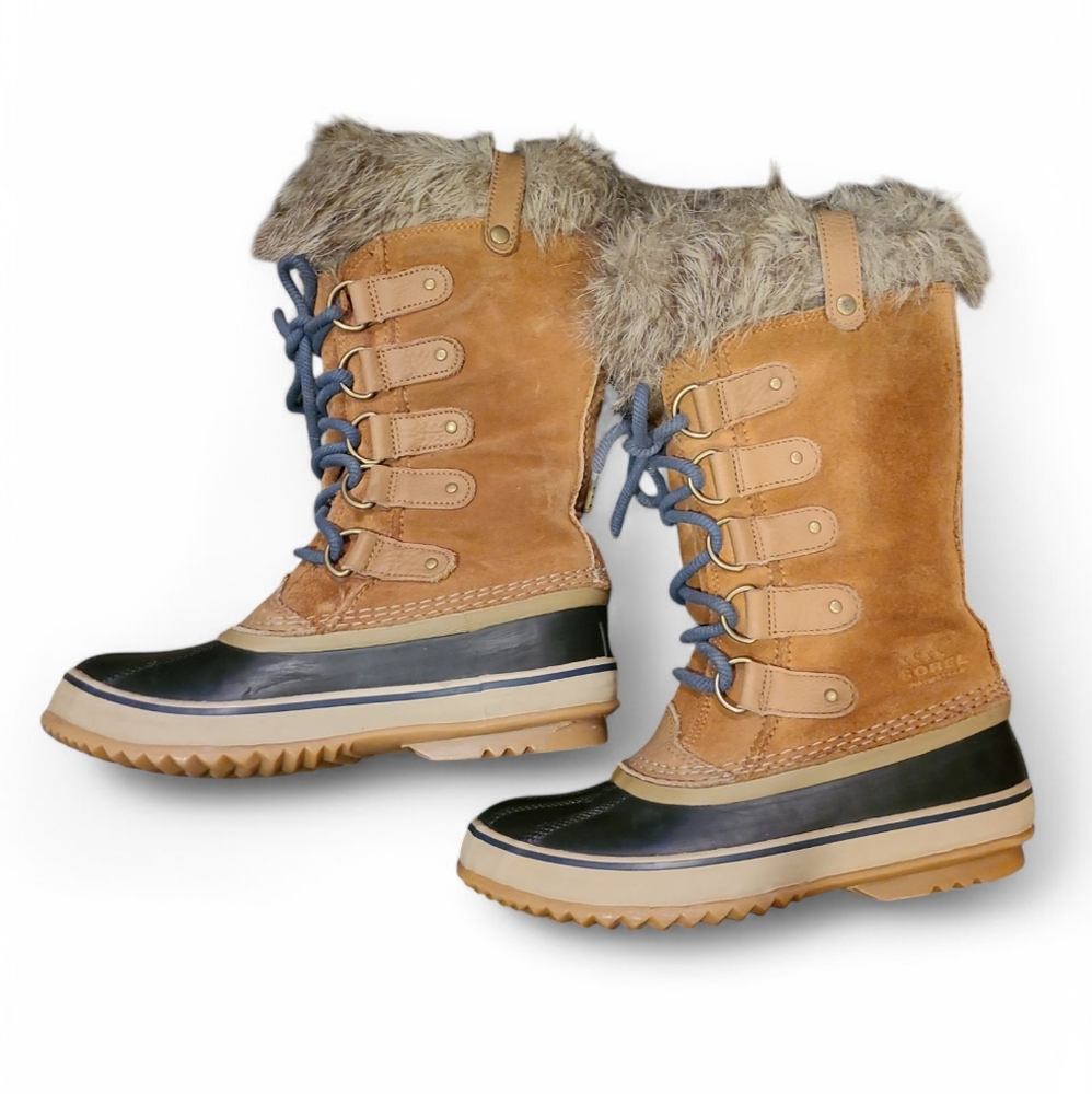 Women's Sorel Joan Of Arc Suede & Leather Winter Boots With Fur Trim 6.5 - Picture 10 of 16